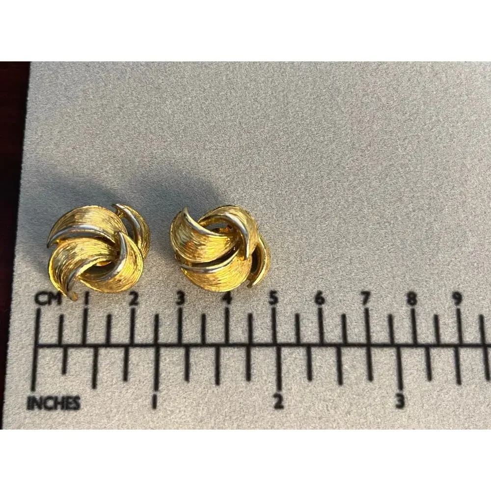 VTG Givenchy Clip On Earrings Gold Tone Swirl Glam Regency Signed